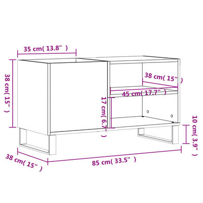 vidaXL Mueble de discos madera de ingeniería blanco brillo 85x38x48 cm