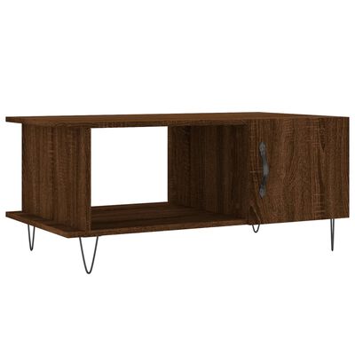 vidaXL Mesa de centro madera contrachapada roble marrón 90x50x40 cm