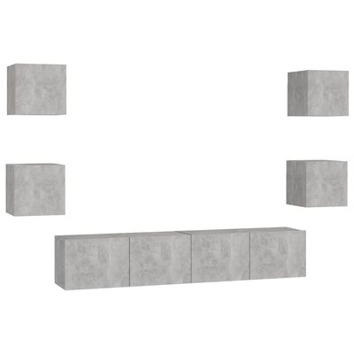 vidaXL Set de muebles de salón 6 pzas madera ingeniería gris hormigón