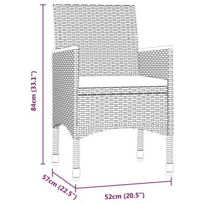 vidaXL Juego de comedor de jardín 5 piezas con cojines negro