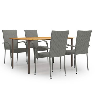 vidaXL Set de muebles de comedor de jardín 5 piezas de ratán gris