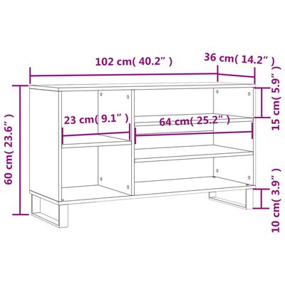 vidaXL Mueble zapatero madera contrachapada blanco 102x36x60 cm