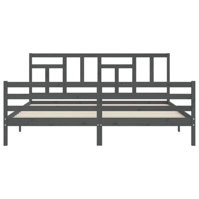 vidaXL Estructura de cama con cabecero madera maciza gris 200x200 cm