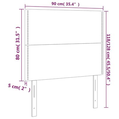 vidaXL Cabecero con luces LED cuero sintético gris 90x5x118/128 cm