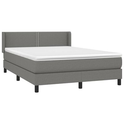 vidaXL Cama box spring con colchón tela gris oscuro 140x190 cm