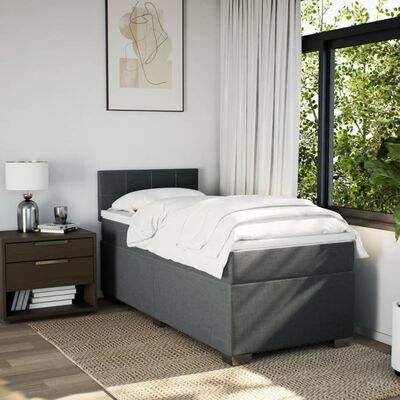 vidaXL Cama box spring con colchón tela gris oscuro 100x200 cm