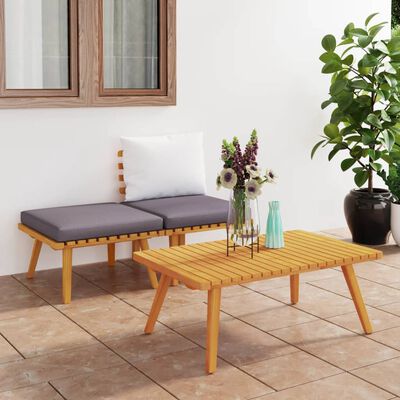 vidaXL Muebles de jardín 3 piezas con cojines madera maciza de acacia