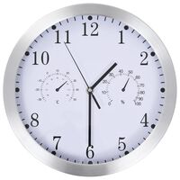 vidaXL Reloj de pared de cuarzo higrómetro y termómetro 30 cm blanco