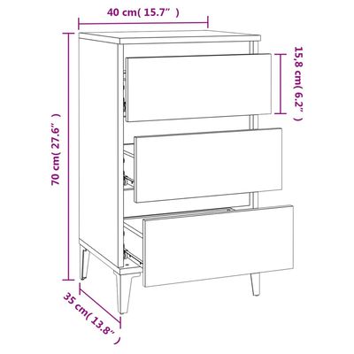 vidaXL Mesita de noche madera contrachapada roble marrón 40x35x70 cm