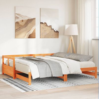 vidaXL Sofá cama sin colchón madera maciza pino marrón cera 80x200 cm