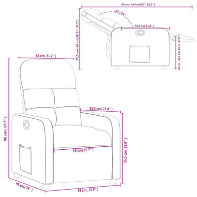 vidaXL Sillón reclinable de tela gris oscuro