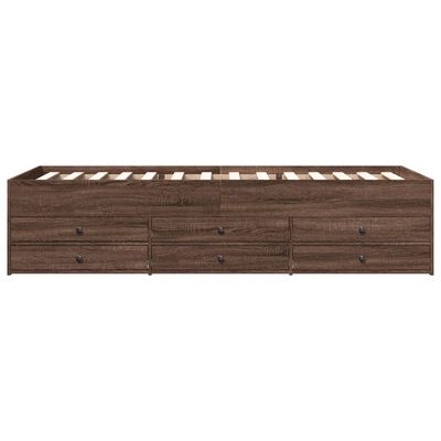 vidaXL Tumbona con cajones madera ingeniería roble marrón 90x200 cm