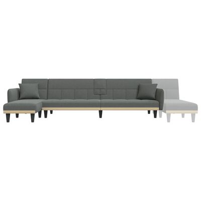 vidaXL Sofá cama en forma de L tela gris oscuro 275x140x70 cm