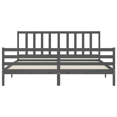 vidaXL Estructura de cama con cabecero madera maciza gris 200x200 cm