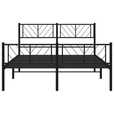 vidaXL Estructura cama sin colchón con estribo metal negro 135x190 cm