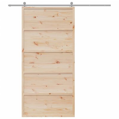 vidaXL Puerta de granero madera maciza de pino 100x208 cm