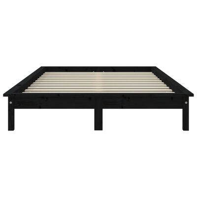 vidaXL Estructura de cama de madera maciza negra 180x200 cm