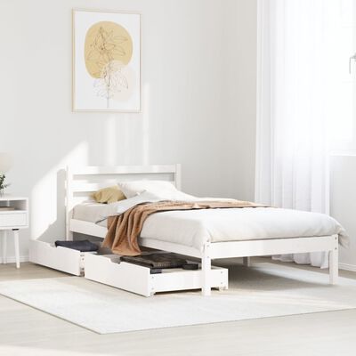 vidaXL Estructura de cama sin colchón madera maciza blanca 75x190 cm