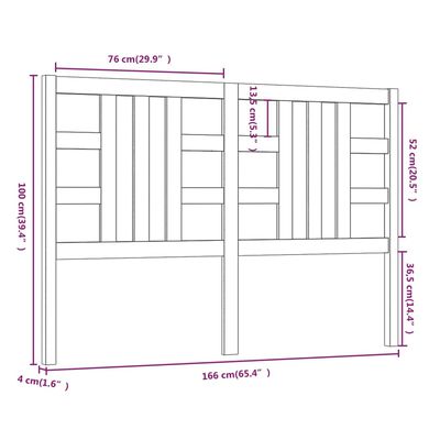 vidaXL Cabecero de cama madera maciza de pino blanco 166x4x100 cm