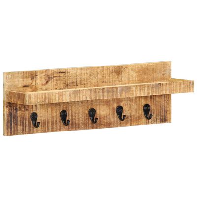 vidaXL Perchero de pared madera maciza de mango sin tratar 60x15x20 cm