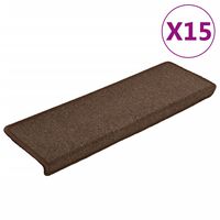 vidaXL Alfombras de peldaños de escalera 15 uds marrón 65x21x4 cm