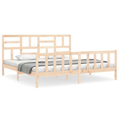 vidaXL Estructura de cama de matrimonio con cabecero madera maciza