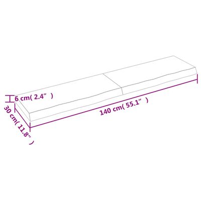 vidaXL Estante pared madera roble tratada marrón oscuro 140x30x(2-6)cm