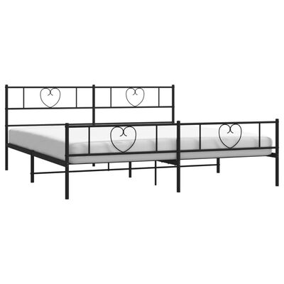 vidaXL Estructura cama sin colchón con estribo metal negro 180x200 cm