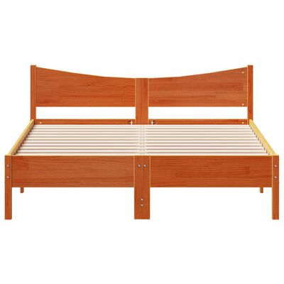 vidaXL Cama sin colchón madera maciza de pino marrón cera 160x200 cm