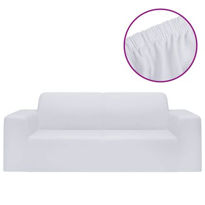 vidaXL Funda elástica para sillón de 2 plazas poliéster jersey blanca