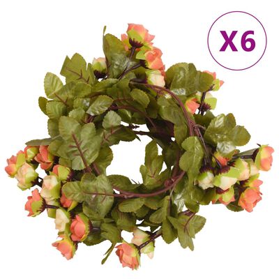 vidaXL Guirnaldas de flores de Navidad 6 uds rojo atardecer 215 cm