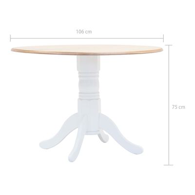 vidaXL Mesa de comedor madera maciza de caucho blanco y marrón 106 cm