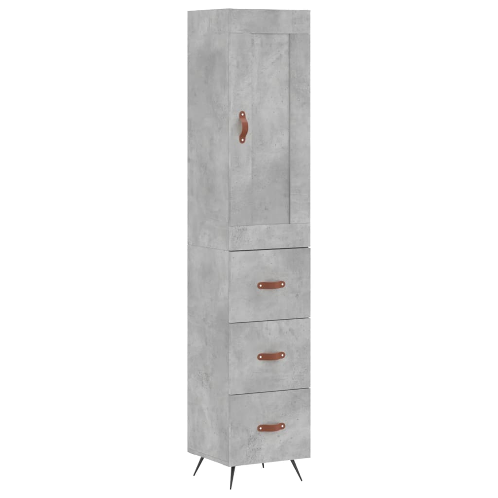 vidaXL Aparador de madera contrachapada gris hormigón 34,5x34x180 cm