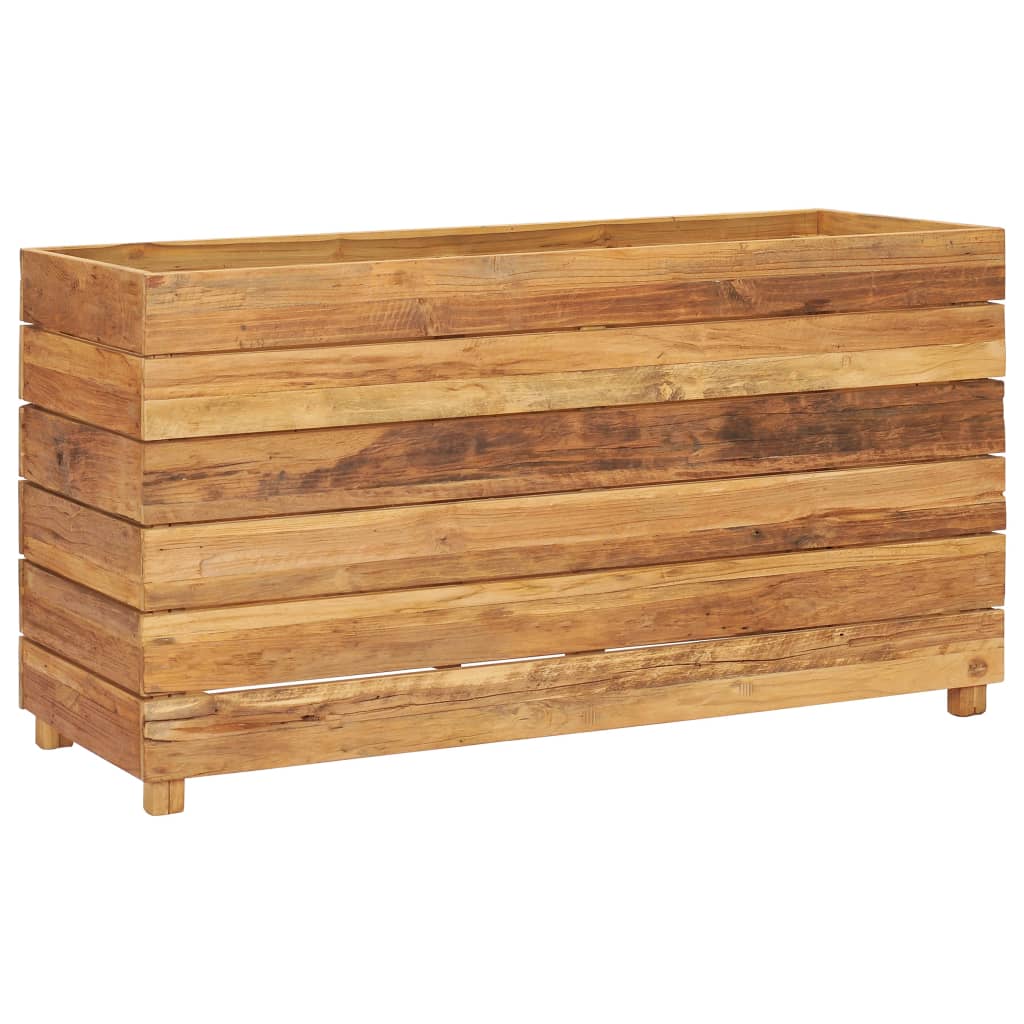 vidaXL Arriate elevado madera de teca reciclada y acero 100x40x55 cm