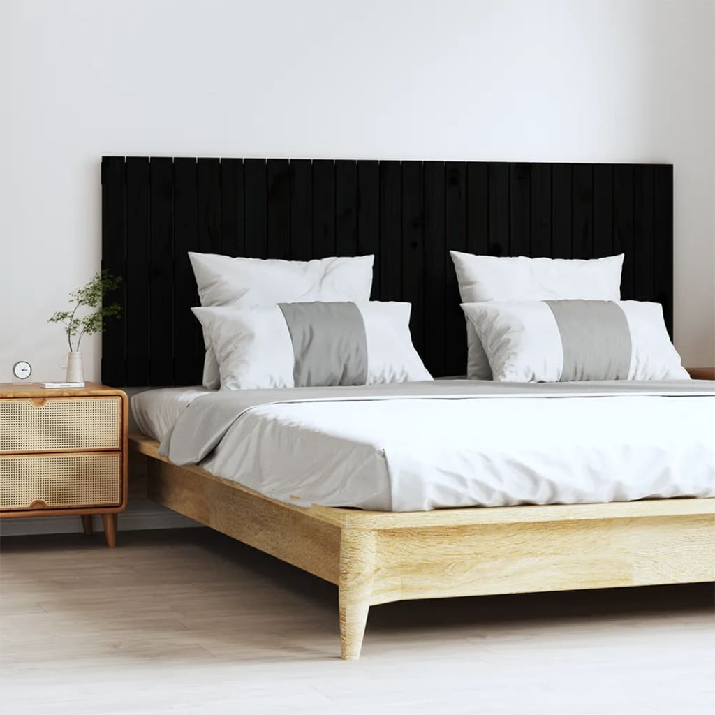 vidaXL Cabecero de cama de pared madera maciza pino negro 166x3x60 cm