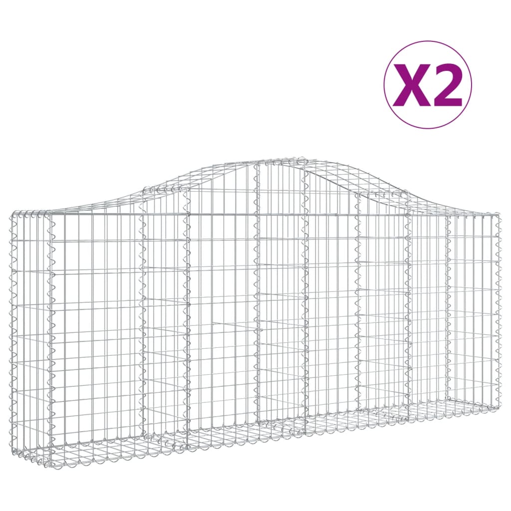 vidaXL Cestas de gaviones 2 uds forma de arco hierro 200x30x80/100 cm