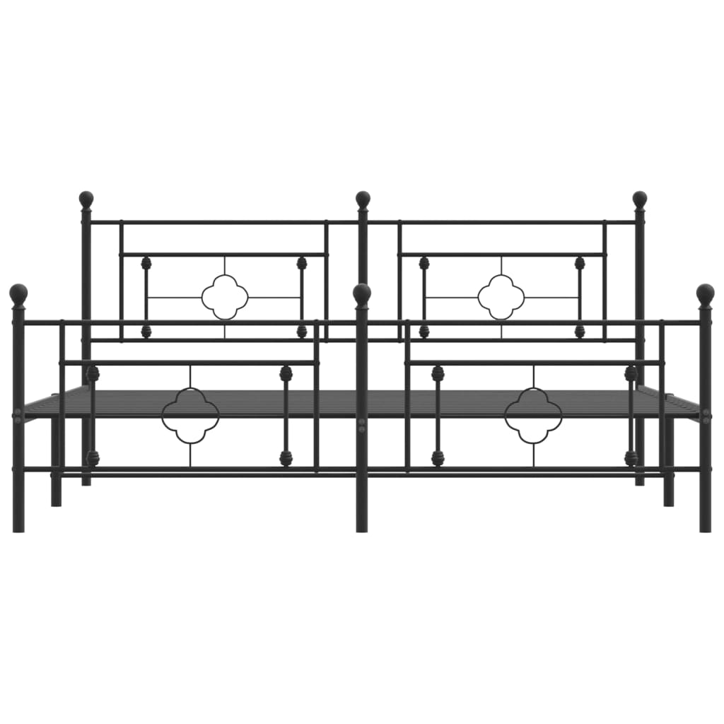 vidaXL Estructura cama sin colchón con estribo metal negro 180x200 cm