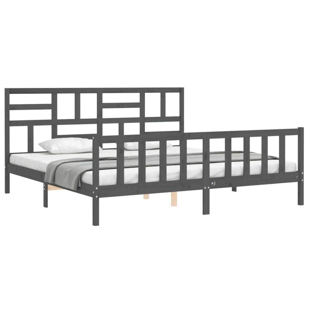 vidaXL Estructura de cama con cabecero madera maciza gris 200x200 cm