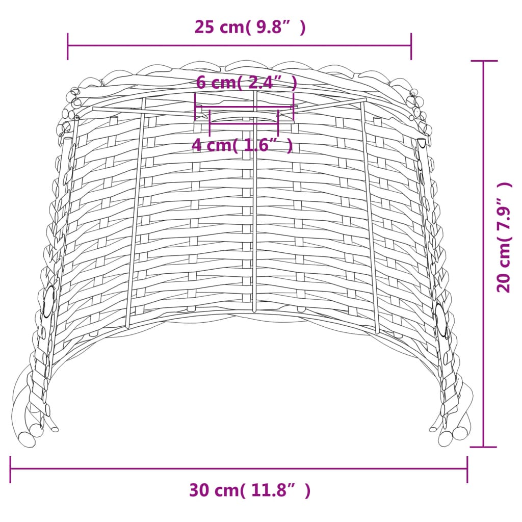 vidaXL Pantalla para lámpara de techo mimbre blanco Ø30x20 cm