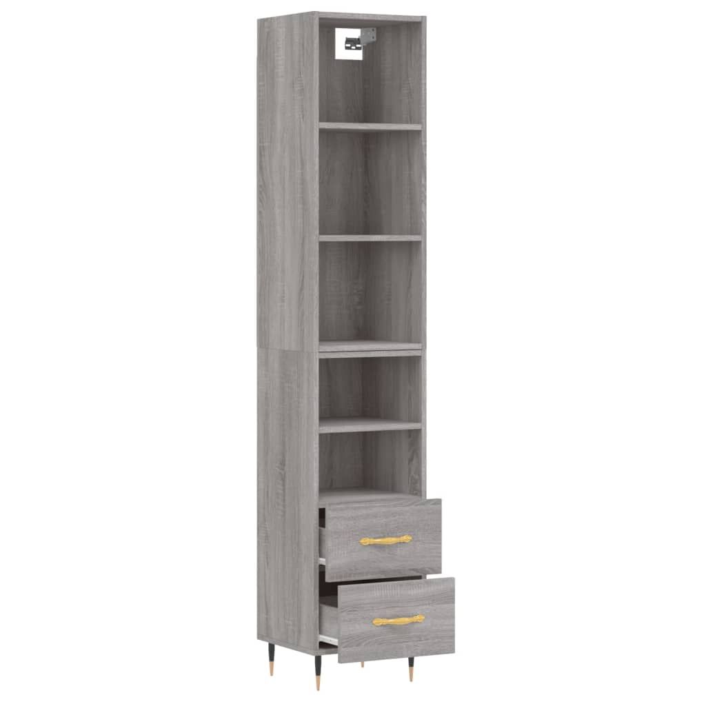 vidaXL Aparador alto madera contrachapada gris Sonoma 34,5x34x180 cm