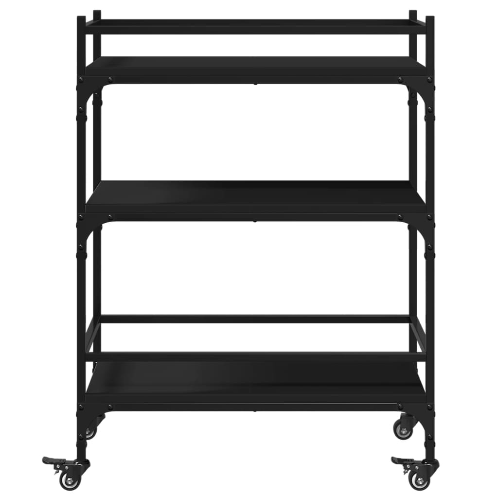 vidaXL Carrito de cocina de madera de ingeniería negro 65x40x86,5 cm