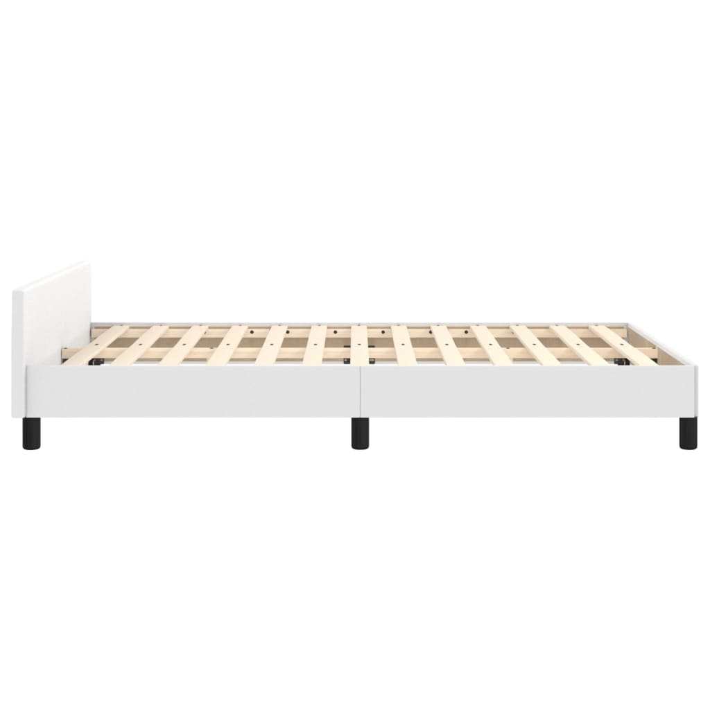 vidaXL Estructura de cama cabecero cuero sintético blanco 120x200 cm