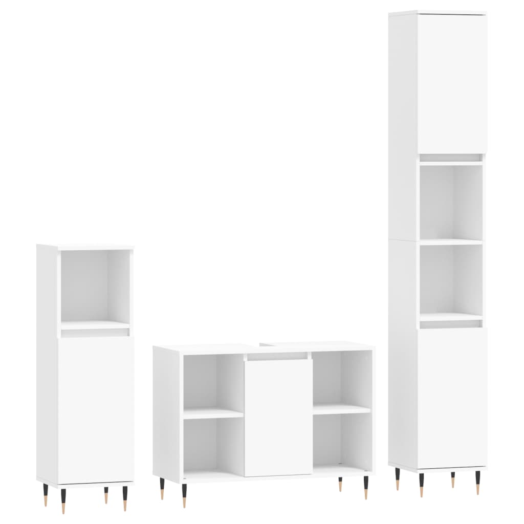 vidaXL Juego de muebles de baño 3 pzas madera contrachapada blanco