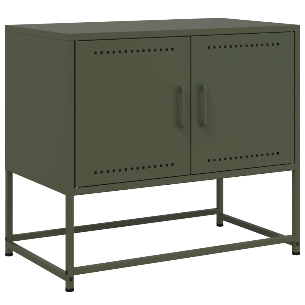 vidaXL Mueble para TV de acero verde oliva 68,5x39x60,5 cm