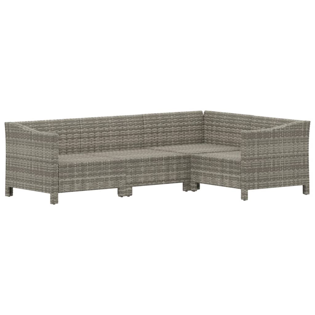 vidaXL Set de muebles de jardín 4 pzas y cojines ratán sintético gris