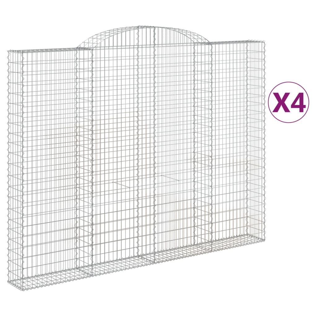 vidaXL Cestas de gaviones 4 uds forma de arco hierro 300x30x220/240 cm