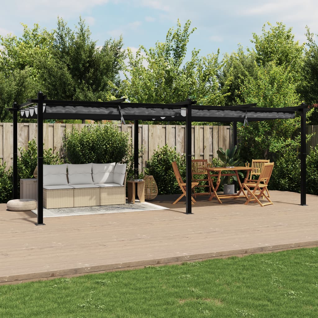 vidaXL Cenador de jardín con techo retráctil aluminio antracita 3x6 m