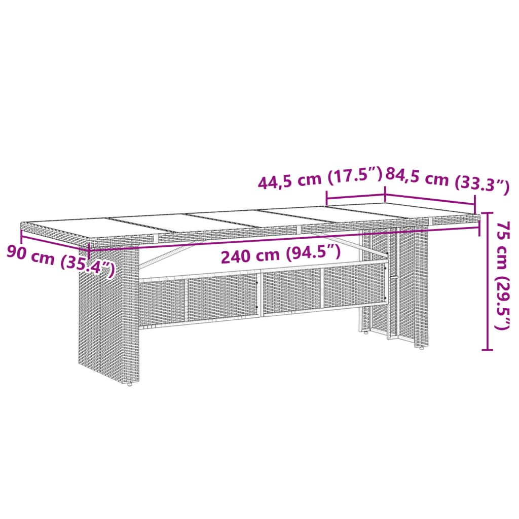 vidaXL Set de comedor de jardín 9 pzas y cojines ratán sintético negro