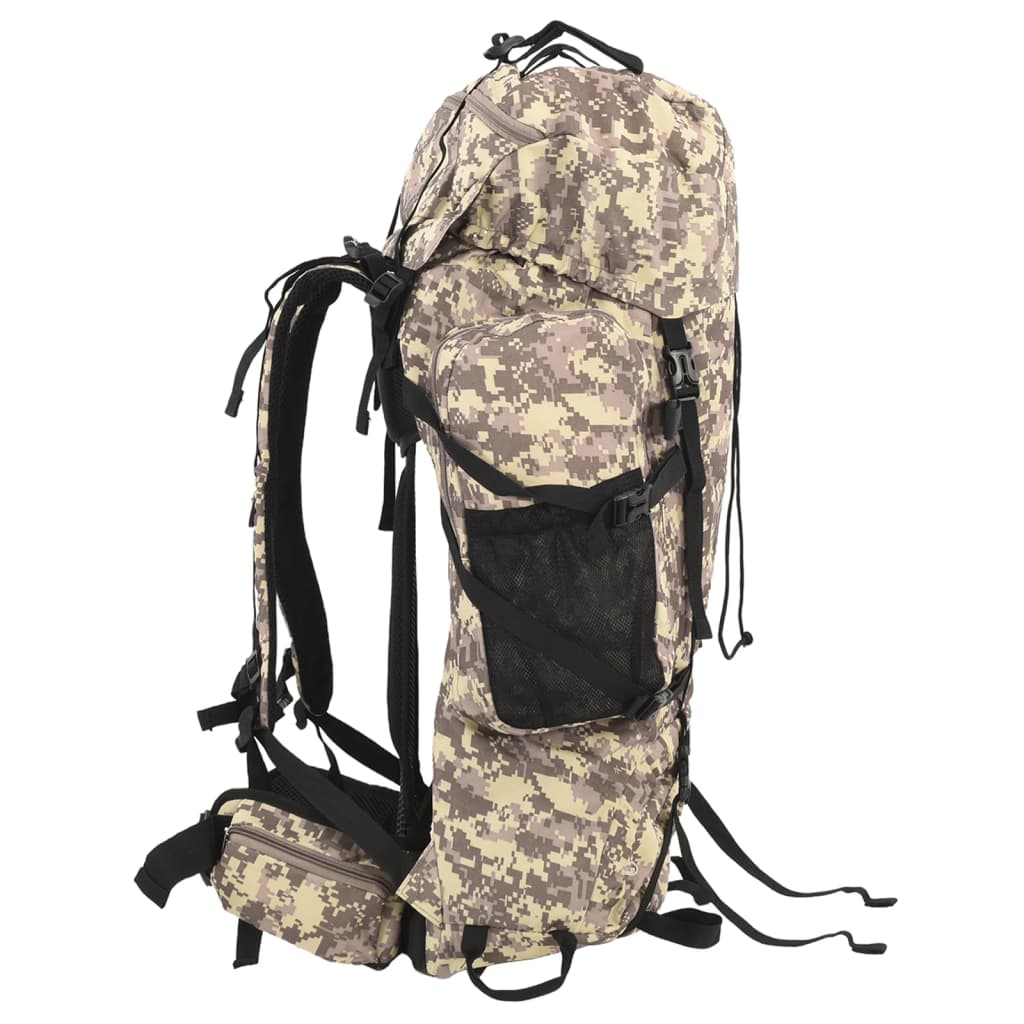 vidaXL Mochila de senderismo tela oxford marrón camuflaje 60 l