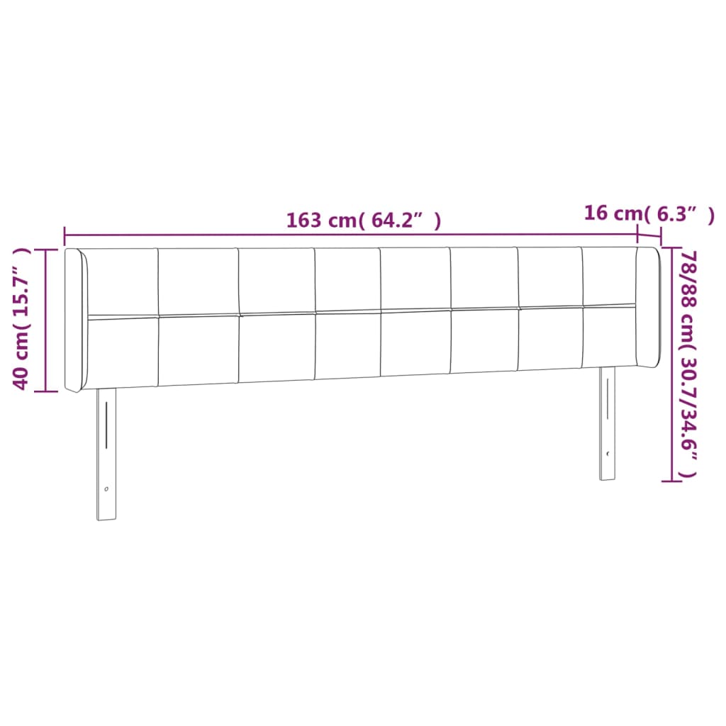 vidaXL Cabecero con LED de tela crema 163x16x78/88 cm